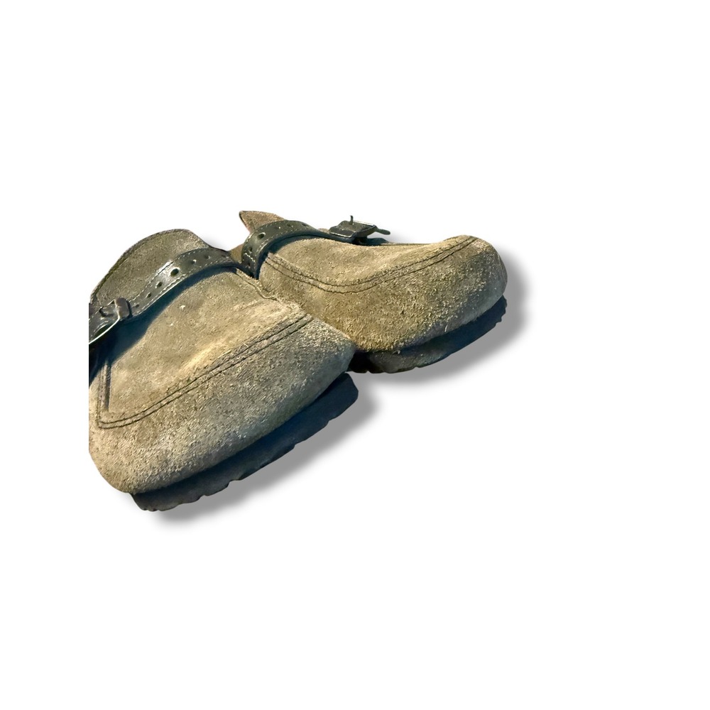 Birkenstock London Clogs‎ Womens EU 38 Olive Green Suede Leather Buckle Slip On - Picture 3 of 9